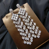Sparkling CZ Tassel Wedding Earrings for Women