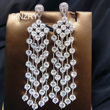 Sparkling CZ Tassel Wedding Earrings for Women