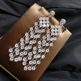 Sparkling CZ Tassel Wedding Earrings for Women