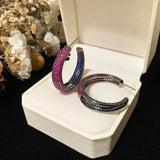 Cubic Zircon Exaggerated C Shape Dangle Earrings For Women