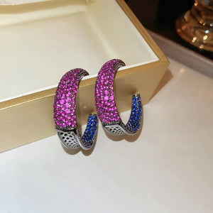 Cubic Zircon Exaggerated C Shape Dangle Earrings For Women