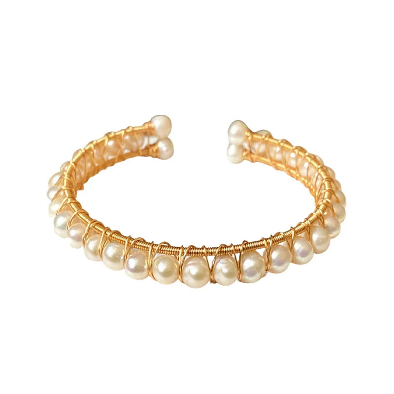 Fresh Water Pearls Cuff Bangles Bracelets Wedding Jewelry