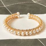 Fresh Water Pearls Cuff Bangles Bracelets Wedding Jewelry