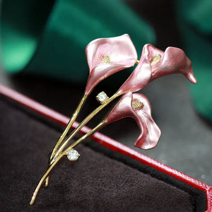 Oil Dripping Calla Lily Flower Brooch Pin Women Jewelry Accessory