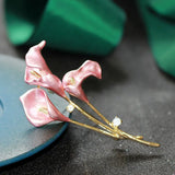 Oil Dripping Calla Lily Flower Brooch Pin Women Jewelry Accessory