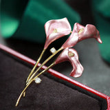 Oil Dripping Calla Lily Flower Brooch Pin Women Jewelry Accessory