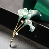 Oil Dripping Calla Lily Flower Brooch Pin Women Jewelry Accessory