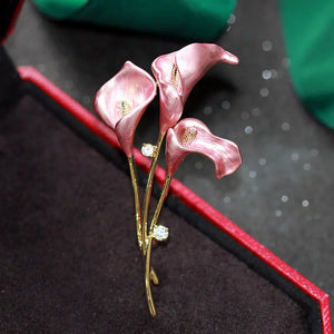 Oil Dripping Calla Lily Flower Brooch Pin Women Jewelry Accessory