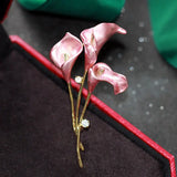 Oil Dripping Calla Lily Flower Brooch Pin Women Jewelry Accessory