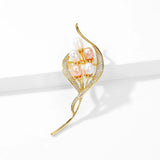 Natural Fresh Water Pearl Leaf Shape Brooch