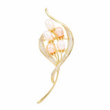 Natural Fresh Water Pearl Leaf Shape Brooch