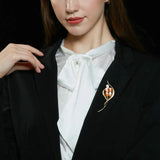 Natural Fresh Water Pearl Leaf Shape Brooch