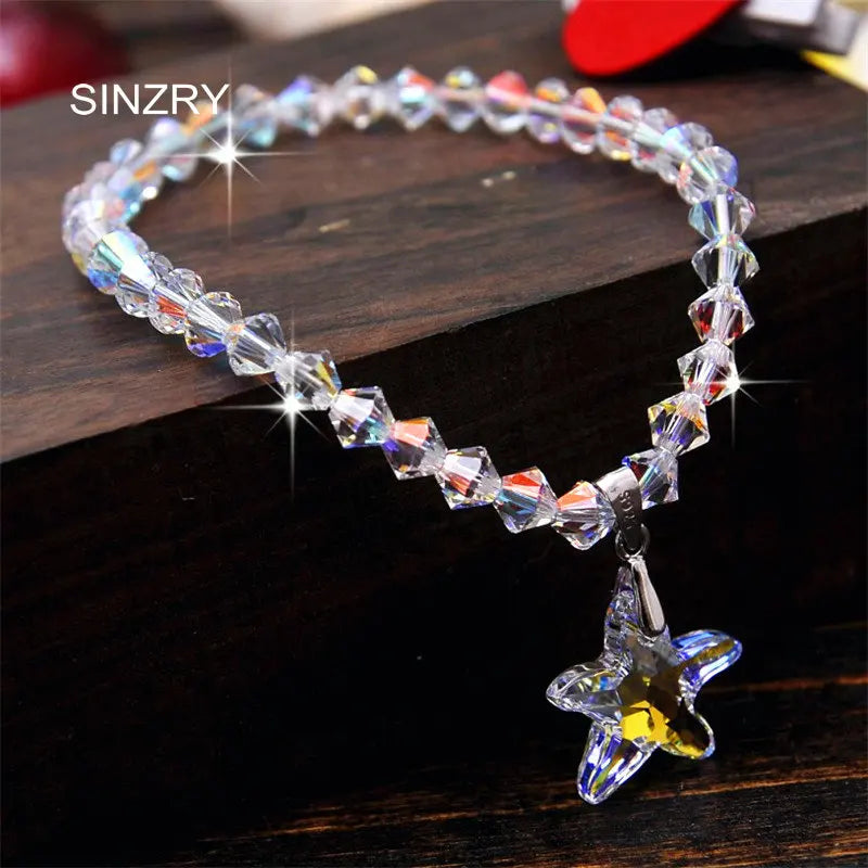 Starfish Charm Bracelets Glass Crystal Girl Jewelry