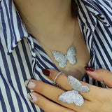 Micro Paved CZ Butterfly Pendant Choker Necklace for Women