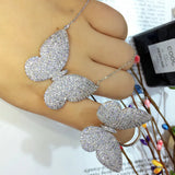 Micro Paved CZ Butterfly Pendant Choker Necklace for Women