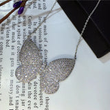 Micro Paved CZ Butterfly Pendant Choker Necklace for Women