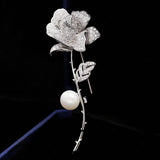 Cubic Zircon Rose Flower Wedding Brooches Pin Lady Party Shawl Buckle