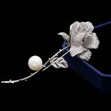 Cubic Zircon Rose Flower Wedding Brooches Pin Lady Party Shawl Buckle