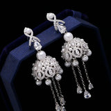 CZ Tassel Campanula Dangle Earrings for Women