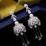 CZ Tassel Campanula Dangle Earrings for Women