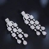 Elegant CZ Micro Pave Tassel Bridal Drop Earrings