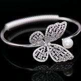 CZ Butterfly Cuff Bangle for Women Costume Jewelry