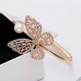 CZ Butterfly Cuff Bangle for Women Costume Jewelry