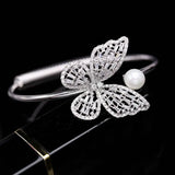 CZ Butterfly Cuff Bangle for Women Costume Jewelry