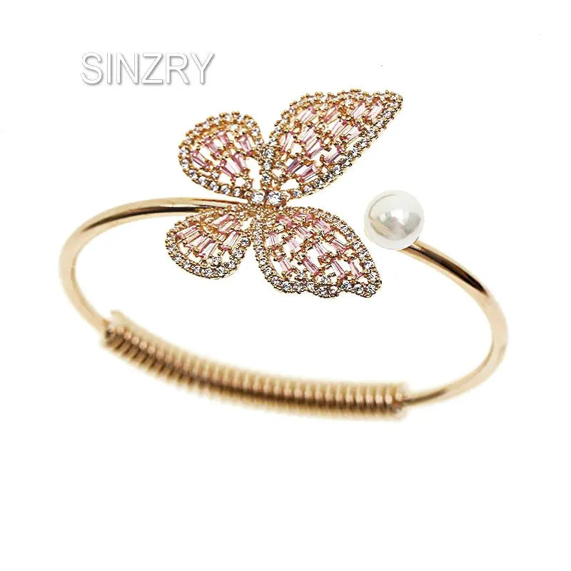 CZ Butterfly Cuff Bangle for Women Costume Jewelry