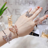 CZ Butterfly Cuff Bangle for Women Costume Jewelry