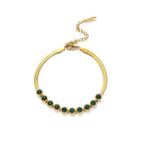 SIPENGJEL 316 Stainless Steel Charm Green Zircon Bracelet