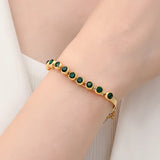 SIPENGJEL 316 Stainless Steel Charm Green Zircon Bracelet