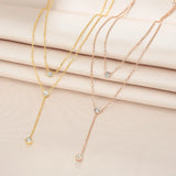 SIPENGJEL 316L Steel Double Chain Necklace Crystal Choker Wedding Jewelry