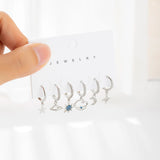CZ Moon Star Hoop Earrings Set for Women