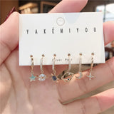 CZ Moon Star Hoop Earrings Set for Women