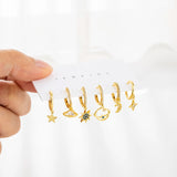 CZ Moon Star Hoop Earrings Set for Women