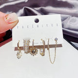 6 Pcs Freshwater Pearl Earrings Set Heart Hoop Women Party Jewelry