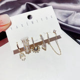 6 Pcs Freshwater Pearl Earrings Set Heart Hoop Women Party Jewelry
