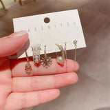 6 Pcs Freshwater Pearl Earrings Set Heart Hoop Women Party Jewelry