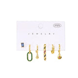 6 Pcs Plated Dangle Earrings Set for Women Geometric Heart Hoop Jewelry