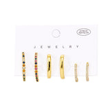 6 Pcs Plated Dangle Earrings Set for Women Geometric Heart Hoop Jewelry