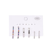 6 Pcs Plated Dangle Earrings Set for Women Geometric Heart Hoop Jewelry
