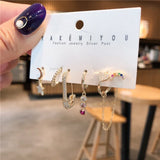 6 Pcs Rainbow Heart Hoop Earring Set Party Jewelry Gift