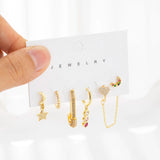 6 Pcs Rainbow Heart Hoop Earring Set Party Jewelry Gift