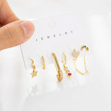 6 Pcs Rainbow Heart Hoop Earring Set Party Jewelry Gift