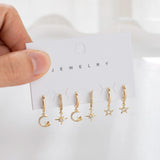 SIPENGJEL 6 Pcs Plated Star Moon Dangle Earrings Set