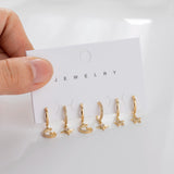 SIPENGJEL 6 Pcs Plated Star Moon Dangle Earrings Set