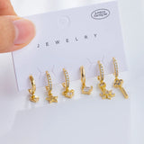 6 Pcs Heart Star Dangle Hoop Earrings Set For Women
