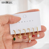 6 Pcs Crystal Flower Butterfly Pearl Earrings Set For Women