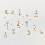 Fashion Minimal Piercing Earrings Set Sweet Flower Moon Star Stud Earrings